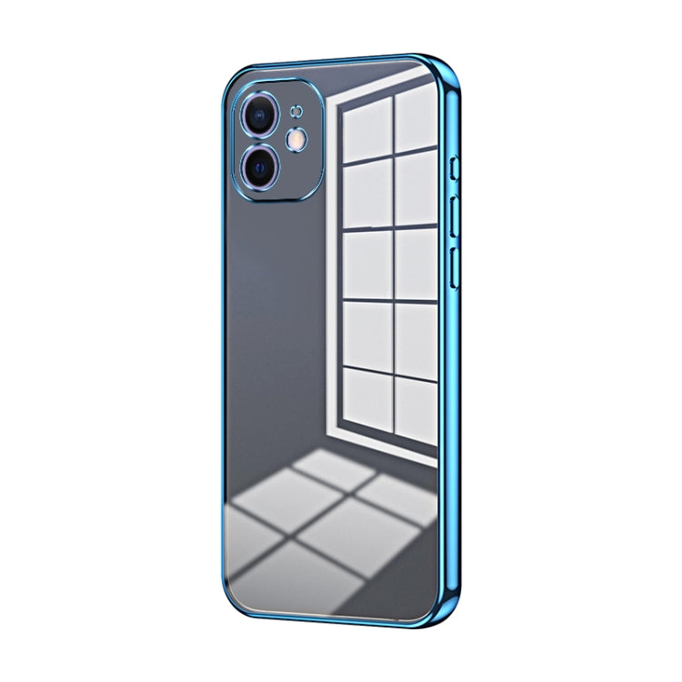 Transparent Plating Fine Hole Phone Case - For iPhone 12 (Blue) - Mos Accessories